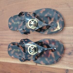 Michael Kors Sandals MK Logo Charm Thong Jelly FlipFlop - Women's size 9